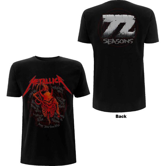 Metallica Unisex T-Shirt: Skull Screaming Red 72 Seasons (Back Print) - Metallica - Merchandise -  - 5056187762540 - 