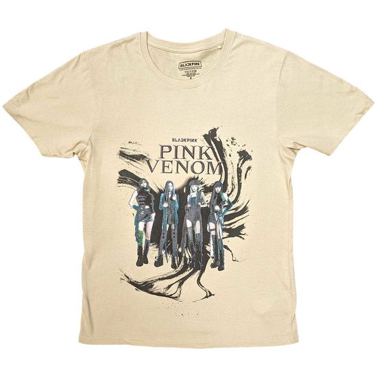 BlackPink Unisex T-Shirt: Pink Venom Oil Stroke (Sand) - BlackPink - Produtos - - 5056737202540 - 18 de setembro de 2023
