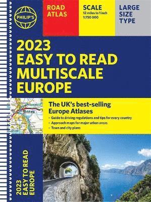 Cover for Philip's Maps · 2023 Philip's Easy to Read Multiscale Road Atlas Europe: (A4 Spiral binding) - Philip's Road Atlases (Spiral Book) (2022)