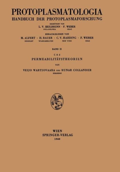 Cover for Veijo Wartiovaara · Permeabilitatstheorien (Paperback Book) [German edition] (1960)