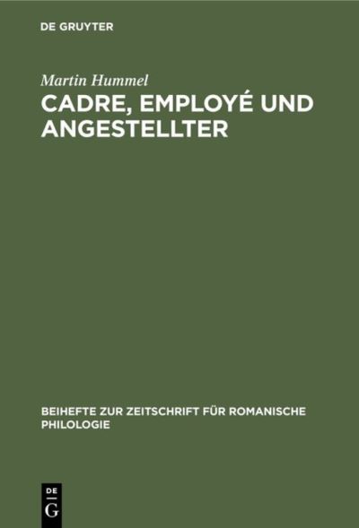Cover for Martin Hummel · Cadre, employe? und Angestellter (Bok) (1998)