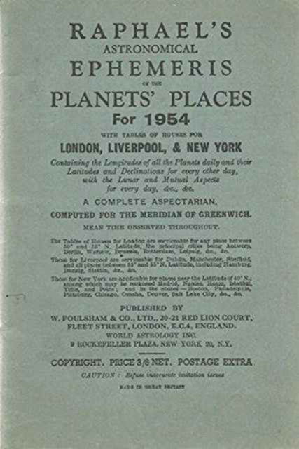 Cover for Edwin Raphael · Raphael's Astronomical Ephemeris: With Tables of Houses for London, Liverpool and New York (Paperback Book) [New edition] (1968)