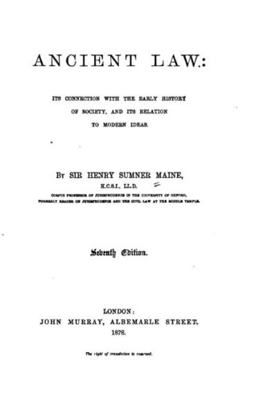 Cover for Sir Henry James Sumner Maine · Ancient Law, Its Connection with the Early History of Society and Its Relation to Modern Ideas (Pocketbok) (2016)