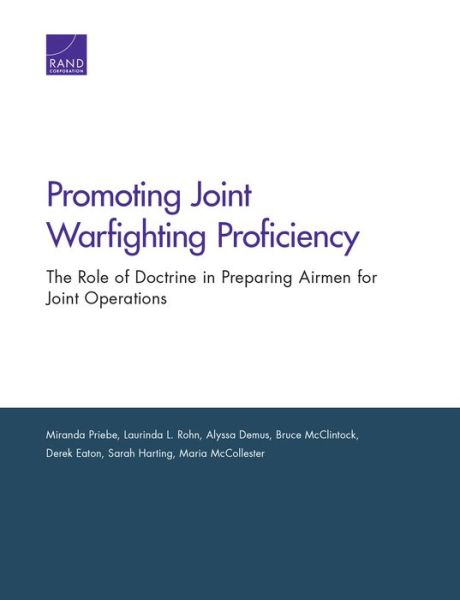 Cover for Miranda Priebe · Promoting Joint Warfighting Proficiency: The Role of Doctrine in Preparing Airmen for Joint Operations (Paperback Book) (2018)