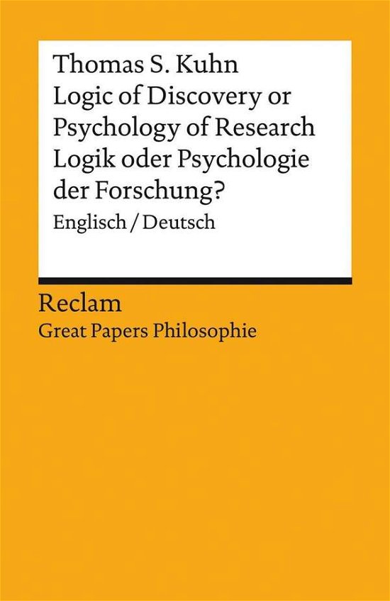 Cover for Kuhn · Logic of Discovery or Psychology o (Book)