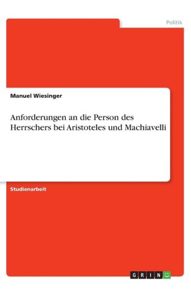 Cover for Wiesinger · Anforderungen an die Person d (Book)