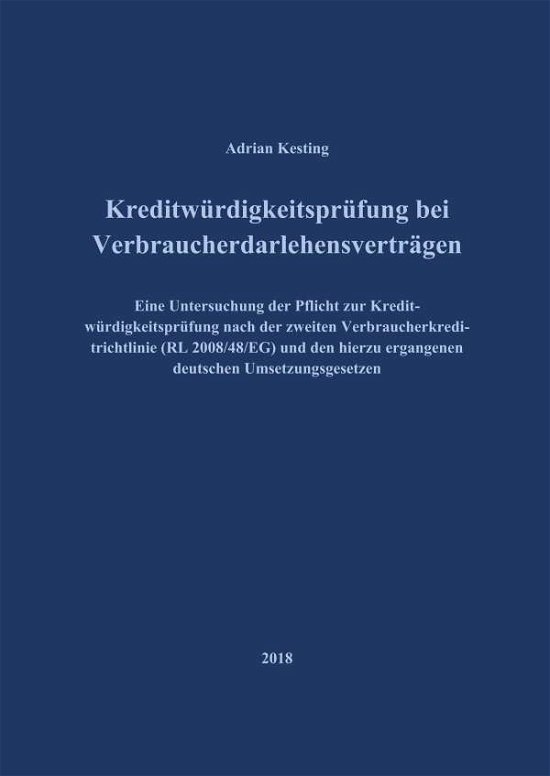 Cover for Kesting · Kreditwürdigkeitsprüfung bei Ve (Bok)