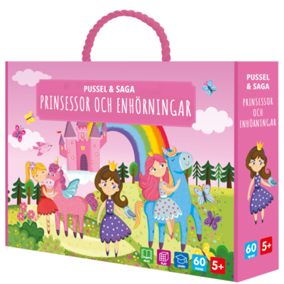 Cover for Pussel &amp; saga. Prinsessor och enhörningar (Paperback Book) (2025)