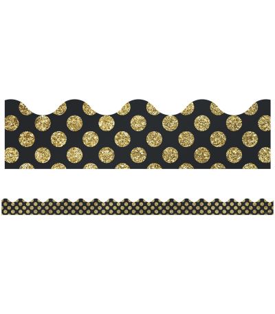 Sparkle and Shine Gold Glitter Dots Scalloped Borders - Carson-Dellosa Publishing - Książki - Carson Dellosa Education - 9781483843544 - 15 marca 2018