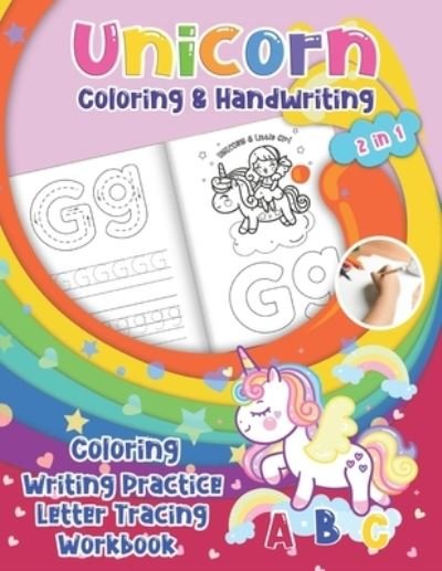Cover for Eebook Valley · Unicorn Coloring &amp; Handwriting 2 in 1 Coloring Writing Practice letter tracing Workbook (Pocketbok) (2020)