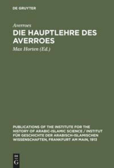 Cover for Averroes · Die Hauptlehre des Averroes (Hardcover Book) (2013)