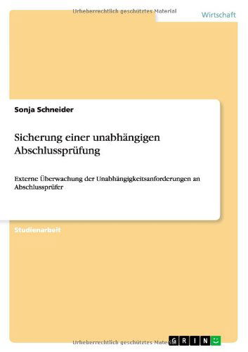 Cover for Schneider · Sicherung einer unabhängigen (Book) [German edition] (2011)