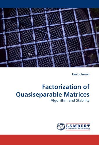 Factorization of Quasiseparable Matrices: Algorithm and Stability - Paul Johnson - Livres - LAP Lambert Academic Publishing - 9783838306544 - 5 août 2009