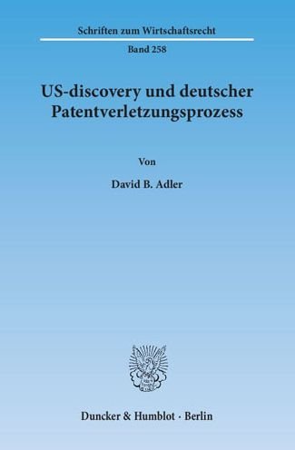 Cover for Adler · US-discovery und deutscher Patent (Buch) (2014)
