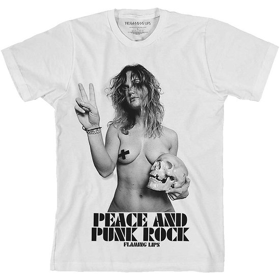The Flaming Lips Unisex T-Shirt: Peace & Punk Rock Girl - Flaming Lips - The - Mercancía -  - 5056368688546 - 