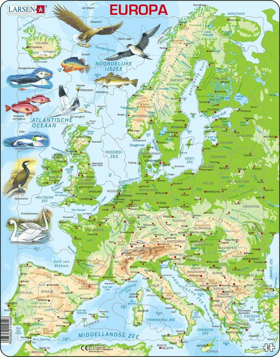 Cover for Larsen Puzzel Kaart · Europa Geografisch Met Dieren (87 Stukjes) (Toys)