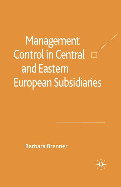 Cover for Brenner · Management Control in Central a (Book) (2008)