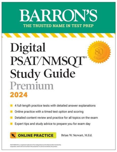 Cover for Stewart, Brian W., M.Ed. · Digital PSAT / NMSQT Study Guide Premium, 2024: 4 Practice Tests + Comprehensive Review + Online Practice - Barron's Test Prep (Pocketbok) (2023)