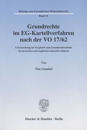 Cover for Gumbel · Grundrechte im EG-Kartellverfahr (Book) (2001)