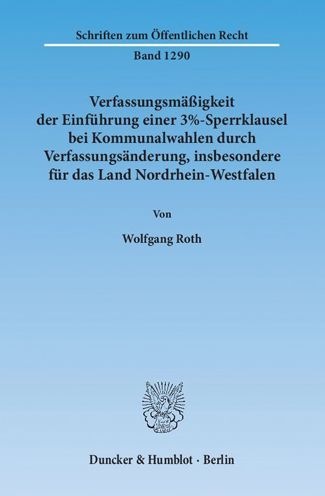 Cover for Roth · Verfassungsmäßigkeit der Einführun (Bok) (2015)