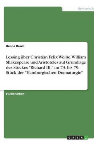 Cover for Rasch · Lessing über Christian Felix Weiß (Book)