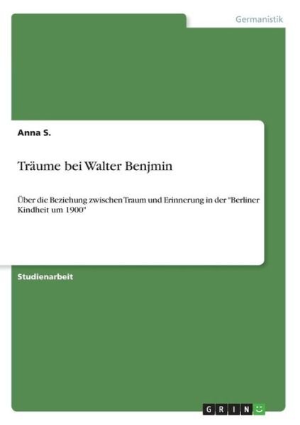Cover for S. · Träume bei Walter Benjmin (Bok)
