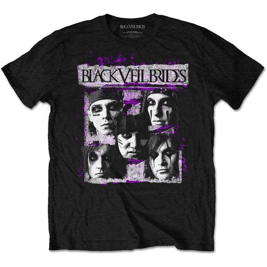 Black Veil Brides Unisex T-Shirt: Grunge Faces - Black Veil Brides - Marchandise - BandMerch - 5056170606547 - 