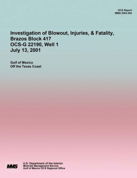 Cover for U S Department of the Interior · Investigation of Blowout, Injuries, &amp; Fatality, Brazos Block 417 Ocs-g 22190 July 13, 2001 (Paperback Book) (2015)