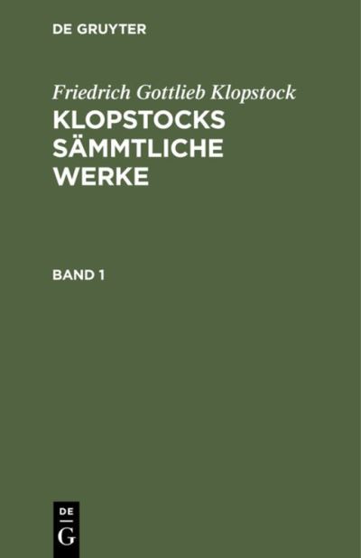 Cover for Friedrich Gottlieb Klopstock (Book) (1901)