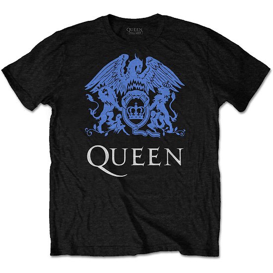 Queen Unisex T-Shirt: Blue Crest - Queen - Koopwaar -  - 5056170683548 - 