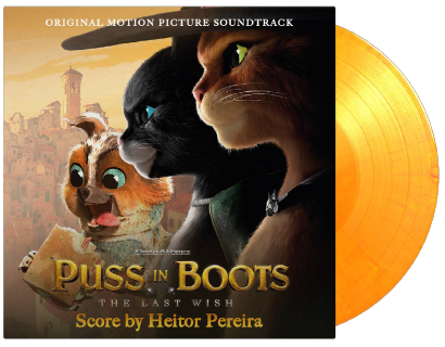 Cover for Puss In Boots: Last Wish (Soundtrack) (LP) [Limited Orange Marbled Vinyl edition] (2023)