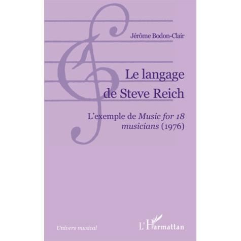 Cover for Jérôme Bodon-Clair · Le langage de Steve Reich (Paperback Book) (2020)