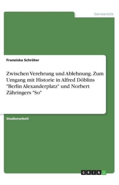 Cover for Schröter · Zwischen Verehrung und Ablehnu (Book)