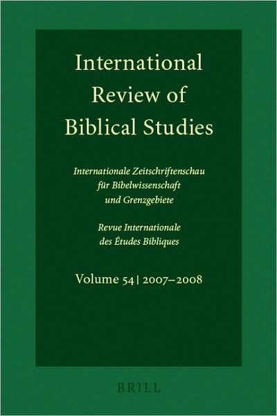 Cover for Bernhard Lang · International Review of Biblical Studies, Volume 54 (2007-2008) (Taschenbuch) [Bilingual edition] (2009)