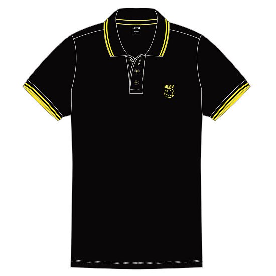 Cover for Nirvana · Nirvana Unisex Polo Shirt: Happy Face (CLOTHES) [size S] [Black - Unisex edition]