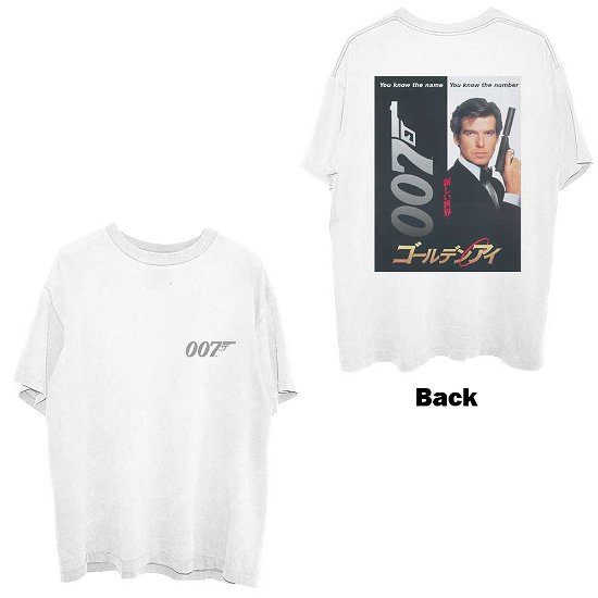 Cover for James Bond 007 · James Bond 007 Unisex T-Shirt: Goldeneye Japanese Poster (Back Print) (T-shirt) [size M] [White - Unisex edition]