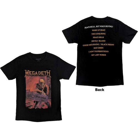 Cover for Megadeth · Megadeth Unisex T-Shirt: Peace Sells Album Cover (Black) (Back Print) (T-shirt) [size S] (2024)