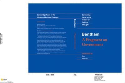 Cover for Jeremy Bentham · Bentham: A Fragment on Government - Cambridge Texts in the History of Political Thought (Gebundenes Buch) (1988)