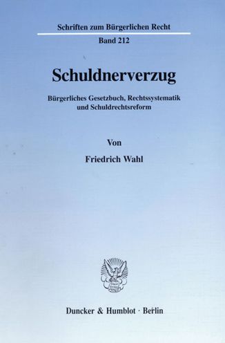 Cover for Wahl · Schuldnerverzug. (Book) (1998)