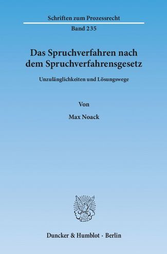 Cover for Noack · Das Spruchverfahren nach dem Spru (Book) (2014)