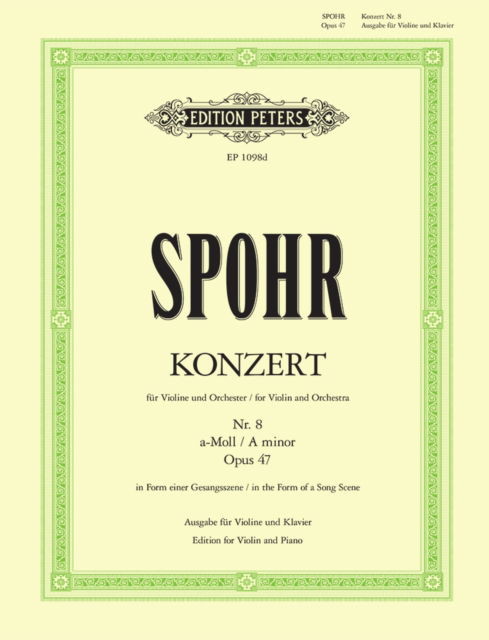 Cover for Louis Spohr · Concerto No. 8 in A minor Op.47 (Partituren) (2001)