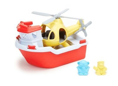 Green Toys Reddingsboot met Helikopter - Green Toys - Otros - Green Toys - 0816409011550 - 1 de abril de 2022