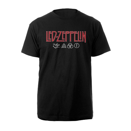 Cover for Led Zeppelin · Led Zeppelin Unisex T-Shirt: Logo &amp; Symbols (T-shirt) [size S] [Black - Unisex edition] (2018)