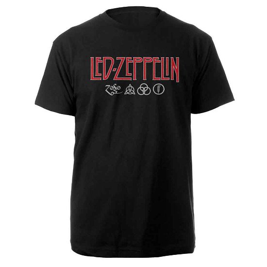 Led Zeppelin Unisex T-Shirt: Logo & Symbols - Led Zeppelin - Fanituote - PHD - 5056187703550 - maanantai 19. marraskuuta 2018