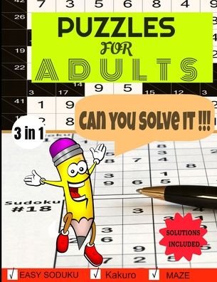 Cover for Powered by Butterfly · Puzzles for adults: Easy sudoku, karkuro, maze all in one book 116 pages with rules and solutions 8. x 11 in (Pocketbok) (2021)