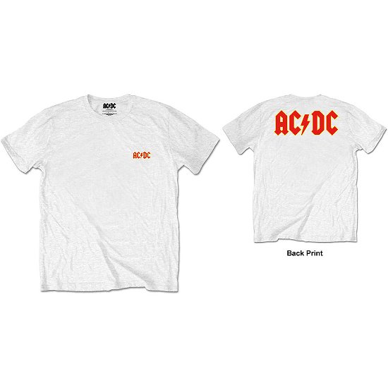 Cover for AC/DC · AC/DC Unisex T-Shirt: Logo (Back Print / Retail Pack) (T-shirt) [size S] [White - Unisex edition]