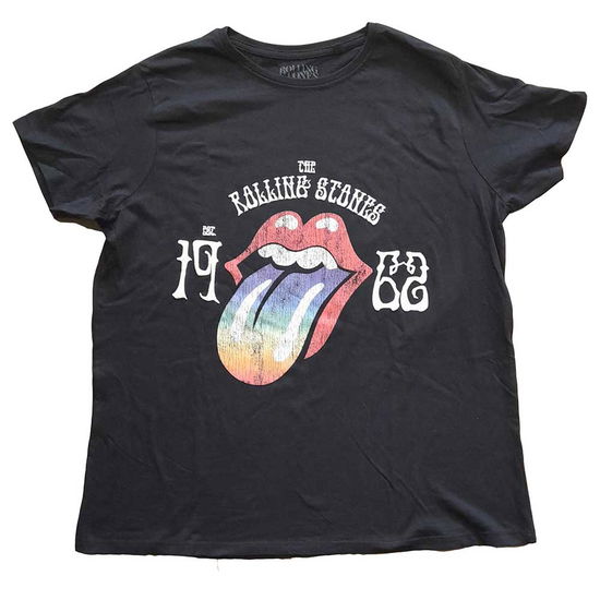 The Rolling Stones Ladies Hi-Build T-Shirt: Sixty Rainbow Tongue '62 - The Rolling Stones - Koopwaar -  - 5056561038551 - 