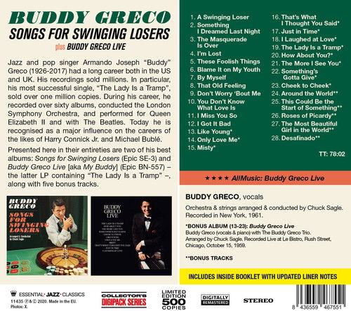 Songs For Swinging Losers / Buddy Greco Live - Buddy Greco - Musikk - ESSENTIAL JAZZ CLASSICS - 8436559467551 - 1. februar 2020