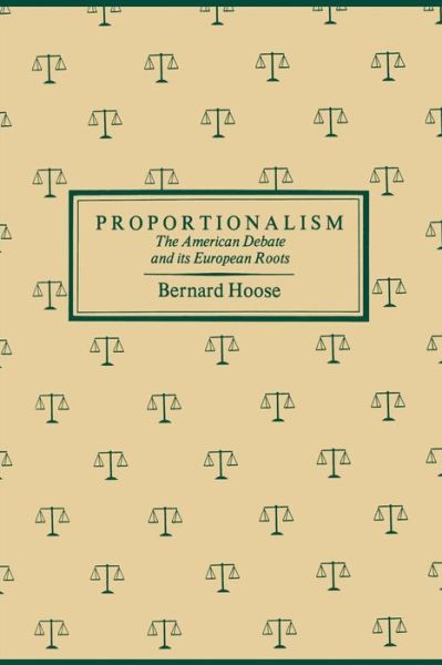 Cover for Bernard Hoose · Proportionalism: The American Debate and Its European Roots (Paperback Book) (1987)