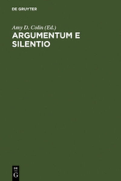 Cover for Amy D Colin · Argumentum e Silentio (Book) (1986)